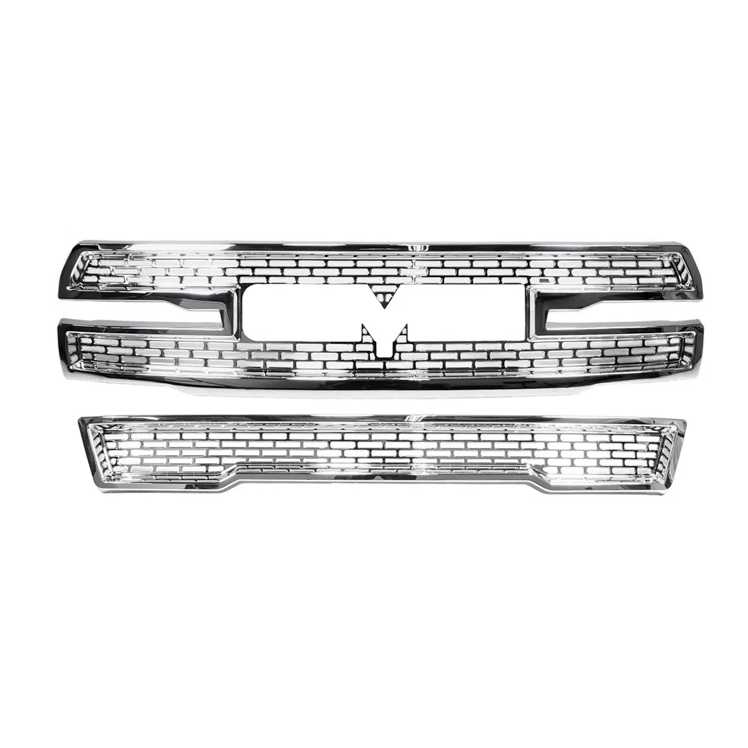 GI179C – COAST2COAST Grille Insert, Overlay 2 Piece Set Mesh Style OEM Shape Chrome Plated ABS Plastic With Logo Cuto...